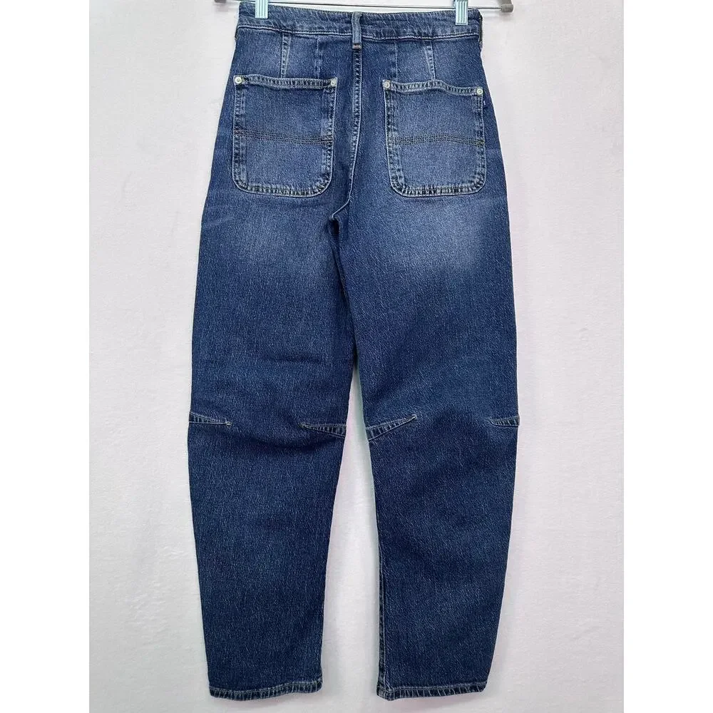 Pilcro Anthropologie High Rise Tapered Boyfriend Jeans Size 25 Medium Wash Denim